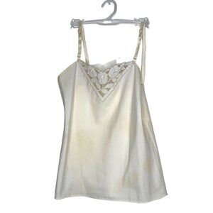 Vintage Deena Off-White Lace Trim Camisole Cami Tank Size 32 84g